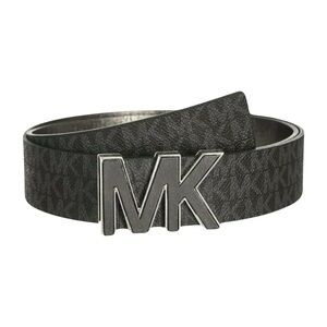 Michael Kors Charcoal Belt with Metallic Buckle